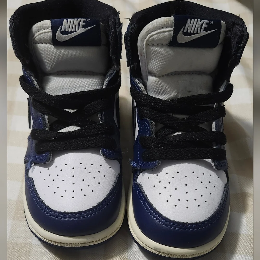 Toddlers Baby Nike Air Jordan 1 Retro High OG (TD) NAVY/WHITE (FD1413 401) - Picture 1 of 8
